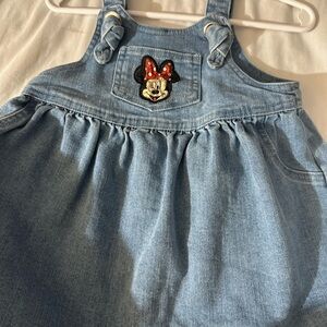 Disney Blue Denim Overalls with Minnie Mouse Patch